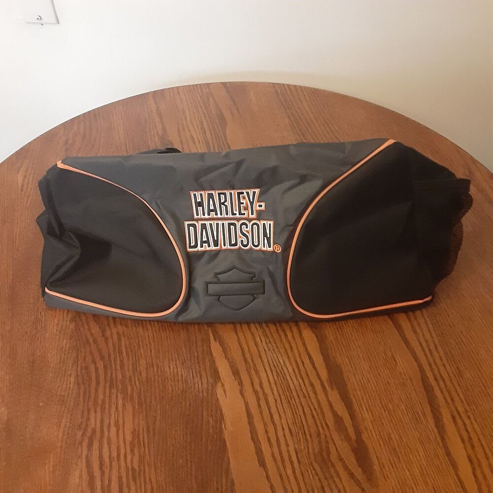 Harley Davidson Genuine Motorcycles Logo Sport Black Travel Tote Duffle Bag EUC